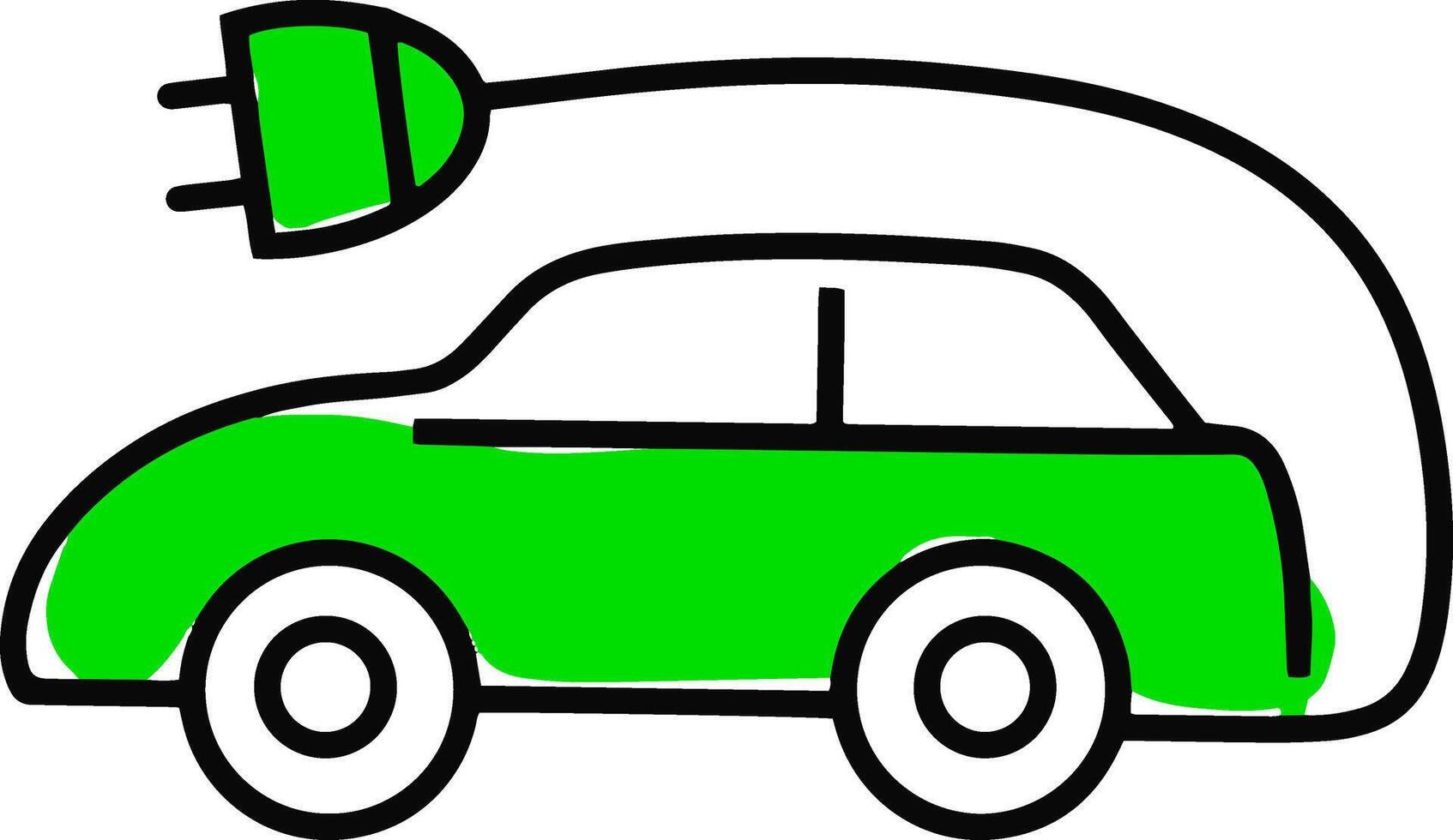 Electric green car icon Hand drawn line Sketch vector