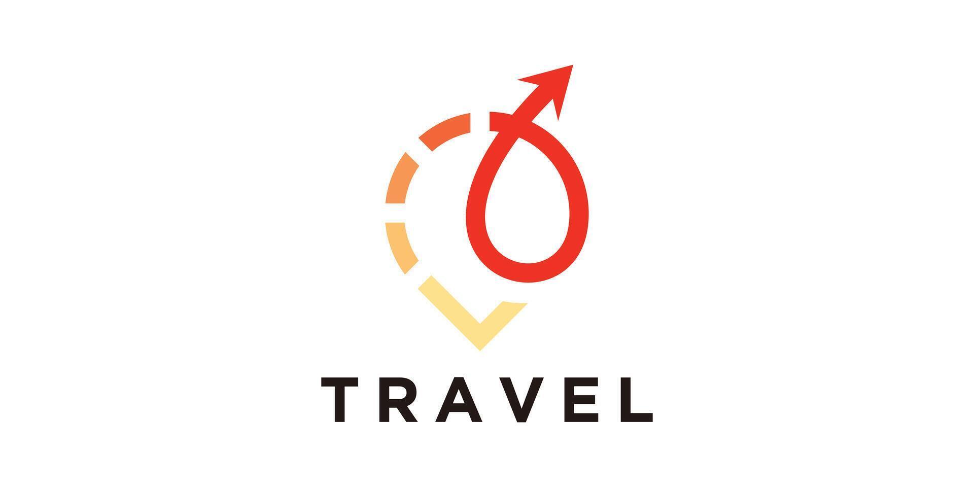 logo design travel,pin,location,arrow,plane,symbol,icon,idea,creative. vector
