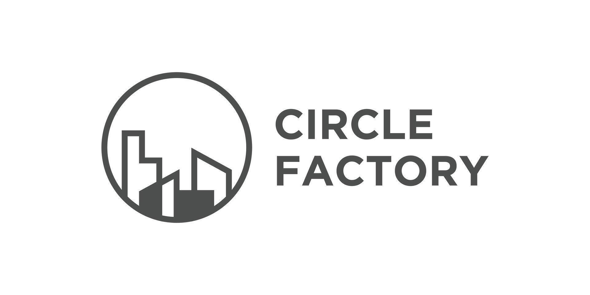 logo design circle factory,machine,industrial,manufacture,symbol,icon,idea,creative. vector