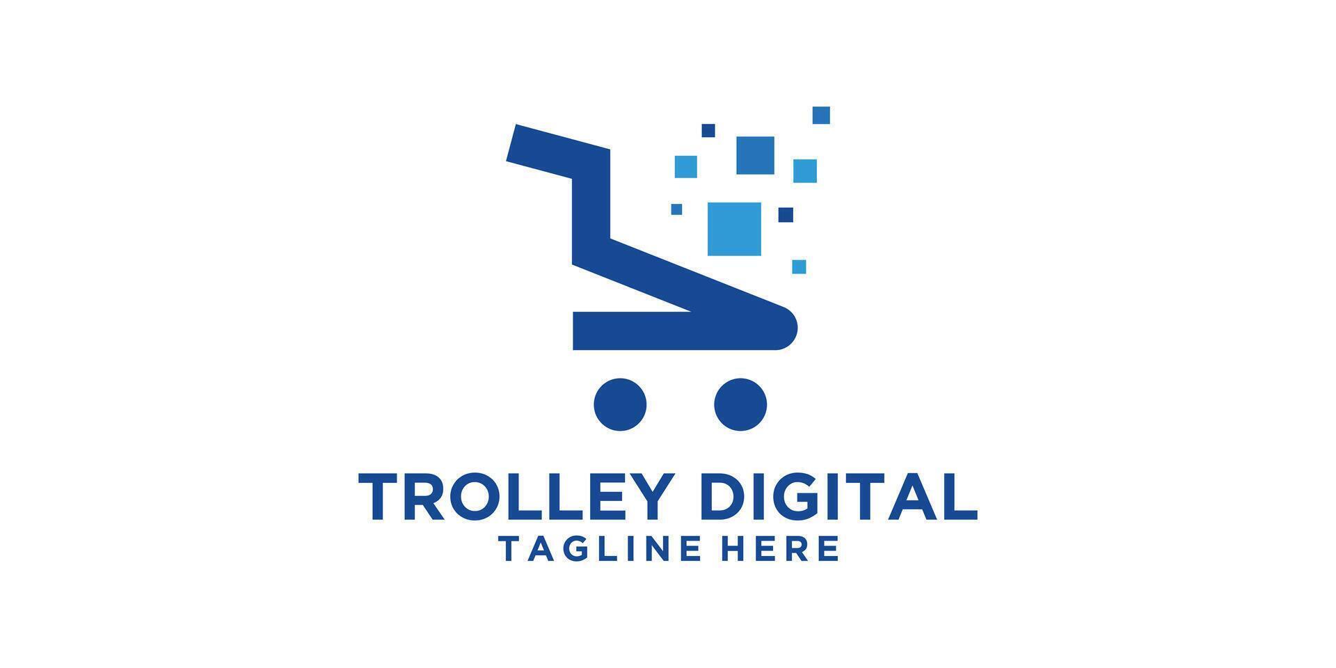 logo design trolley digital,sell,shop,store,symbol,icon,idea,creative. vector