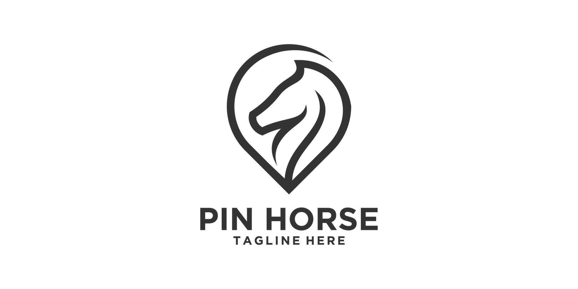 logo design horse dan pin,map,animal,local,symbol,idea,creative,idea. vector