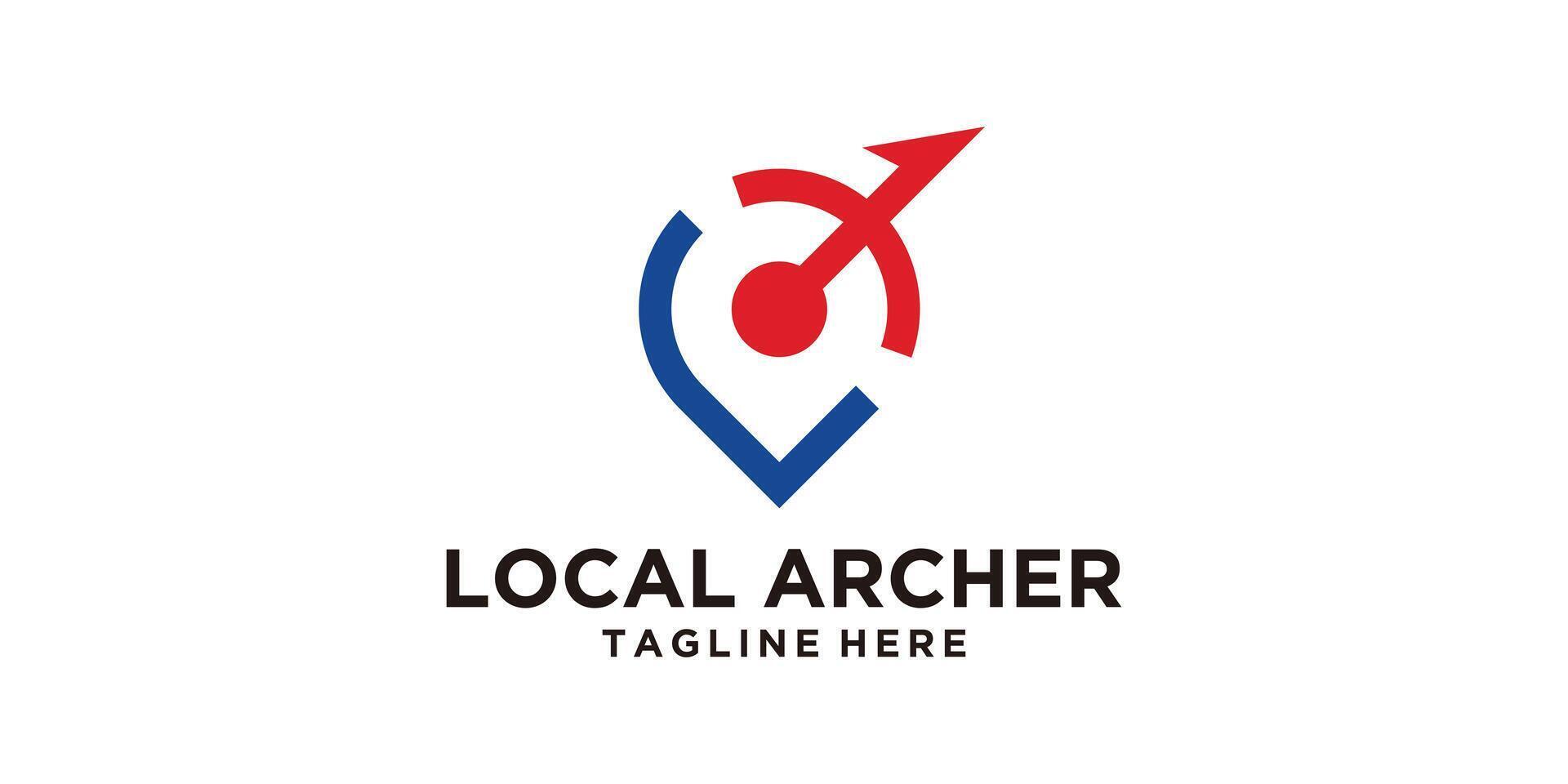 logo design location and archer,arrow,grow,pin,map,symbol,icon,idea,creative vector