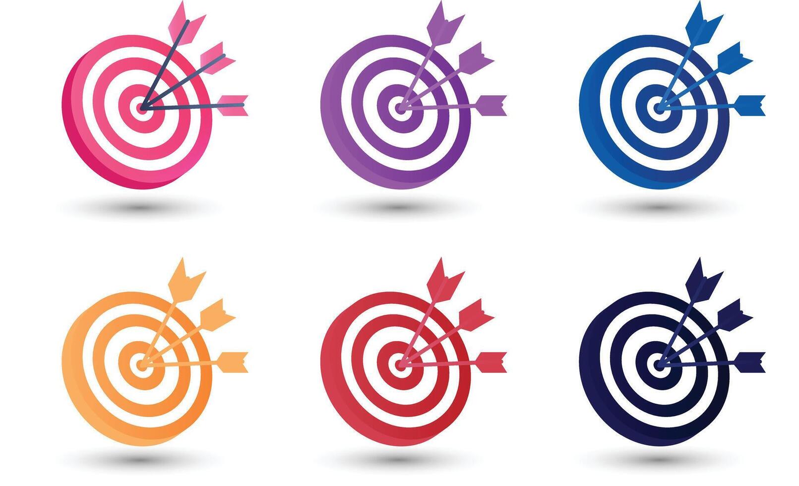 Realistic target and arrow icon Set. Goal achievement concept illustration. vector