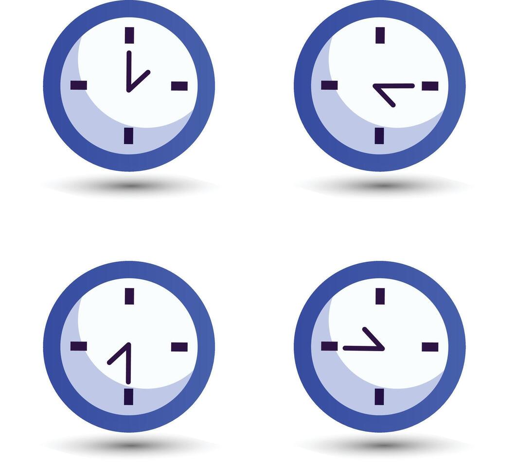 Clock or timer icons set. Clock faces indicating different time vector
