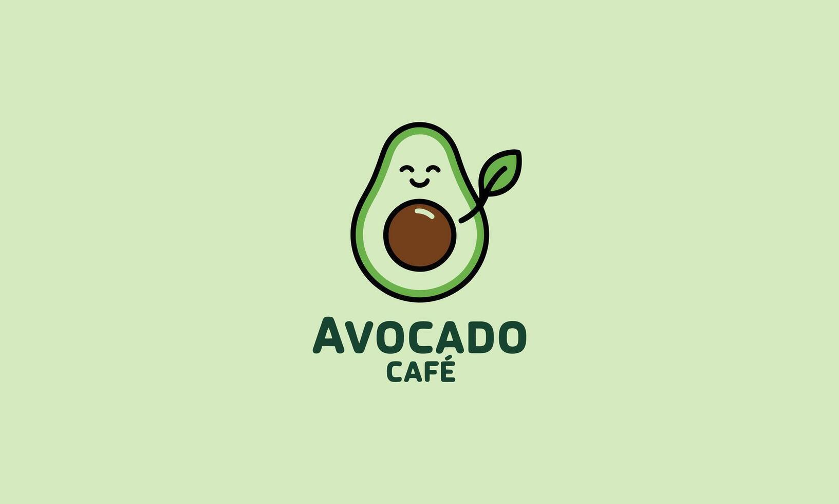 Avocado cafe logo with cute smiling avocado design vector
