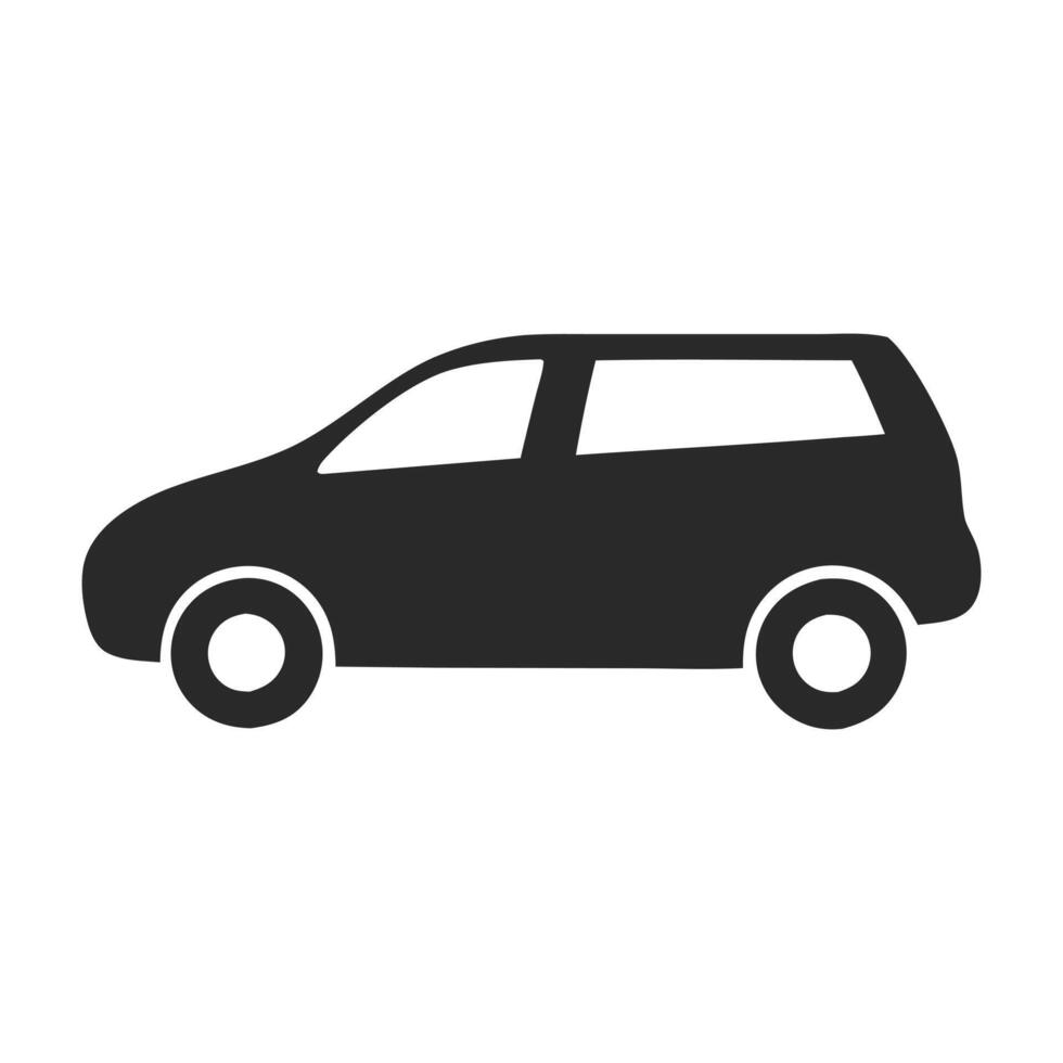 black and white car icon. Side View illustration vector