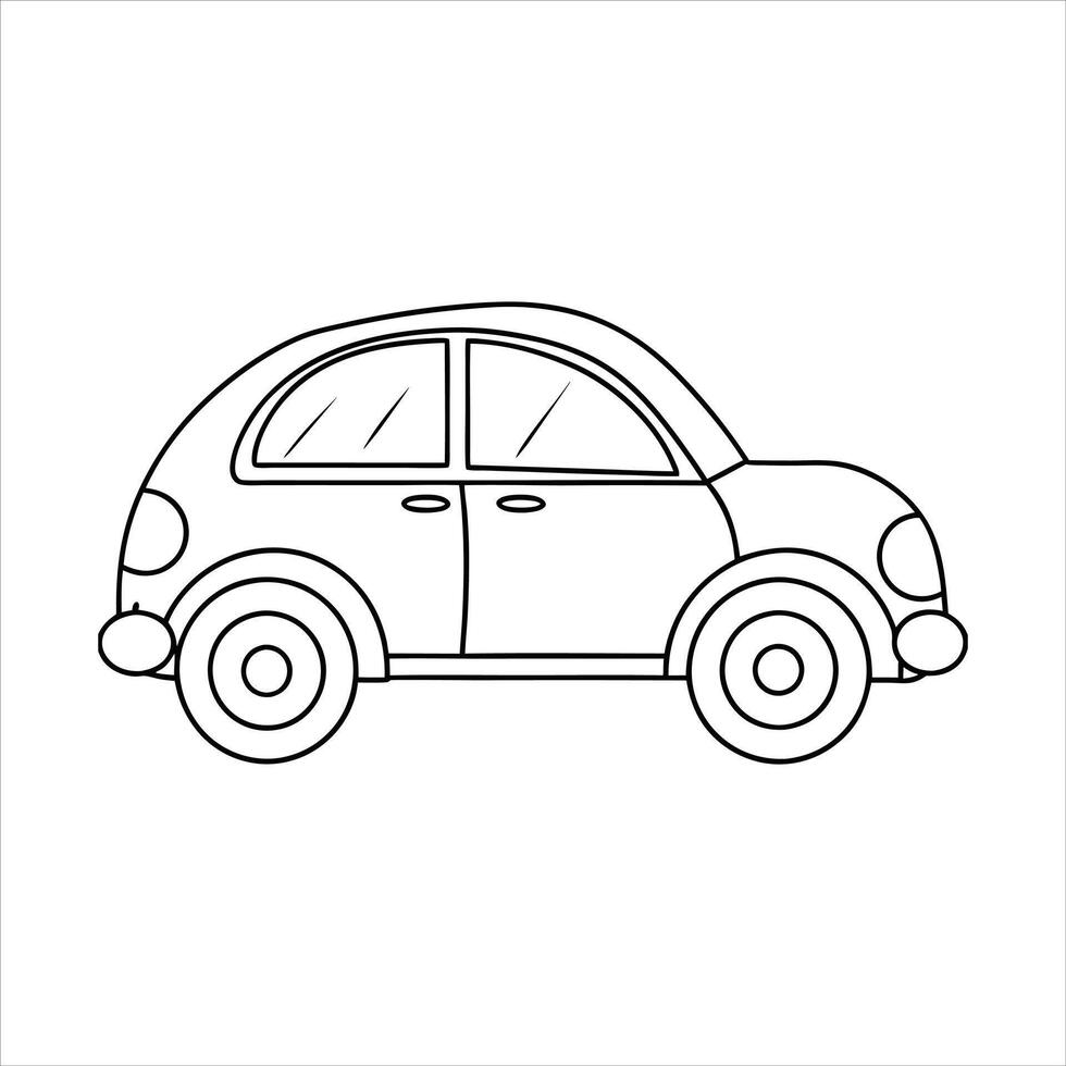 classic cartoon car icon. Different five view shot - front, rear, side and 3d. Outline illustration vector