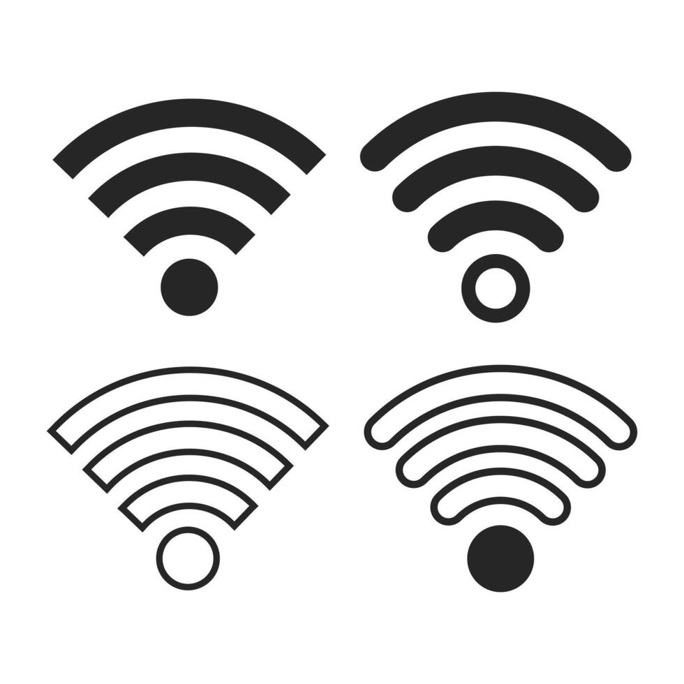 Wifi icons set. Wireless internet symbol. Wifi strength level icon set. Wifi signal strength icon. Wifi signal collection on white background vector