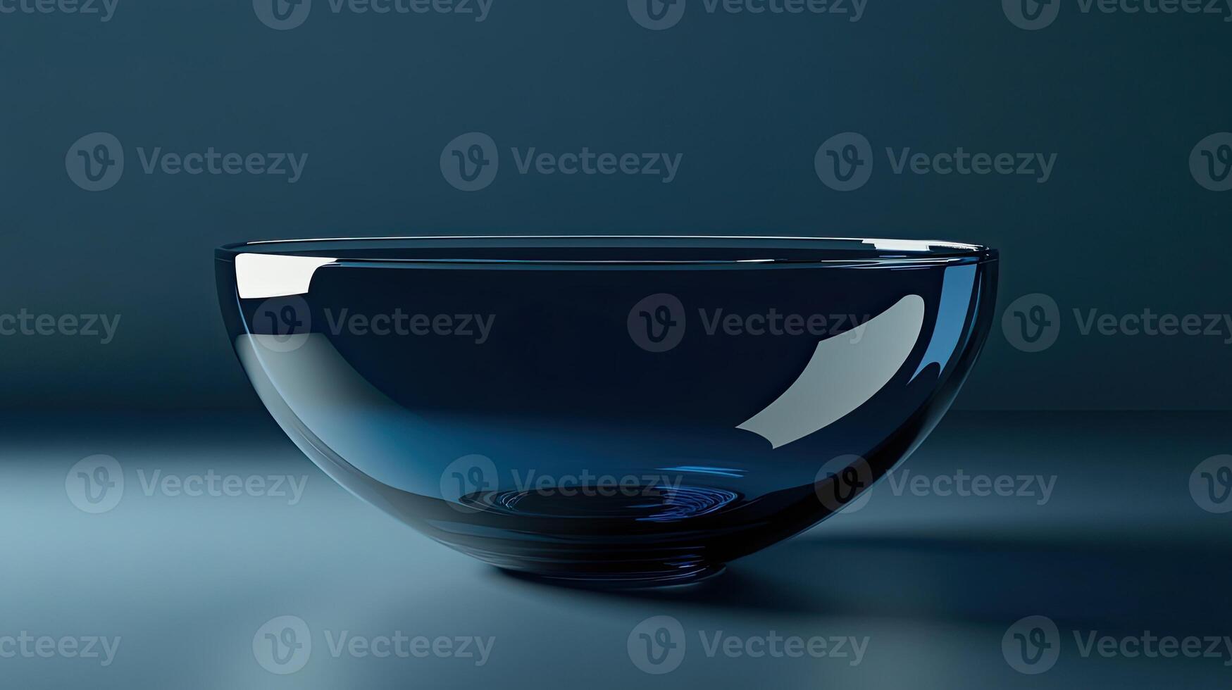 Elegant dark blue geometric glass bowl rendering in high definition photo