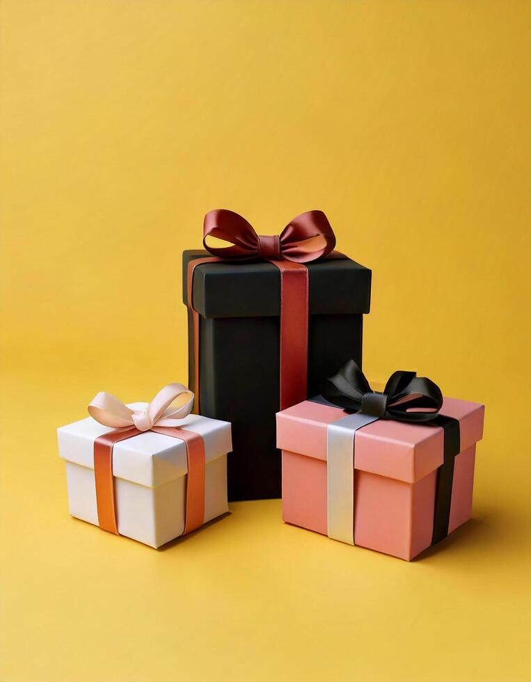 3 gift boxes, various sizes, 3D photo