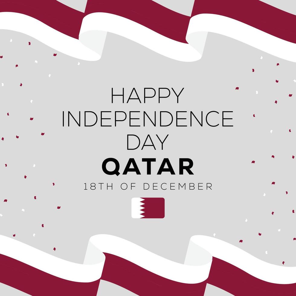 Qatar independence day background with qatar flag and ribbon illustration vector