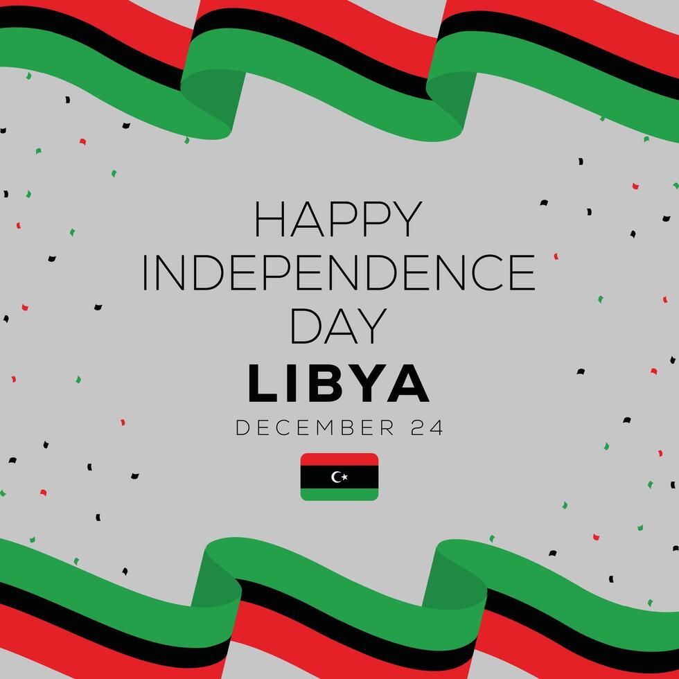 Libya independence day background with ribbon and flag vector