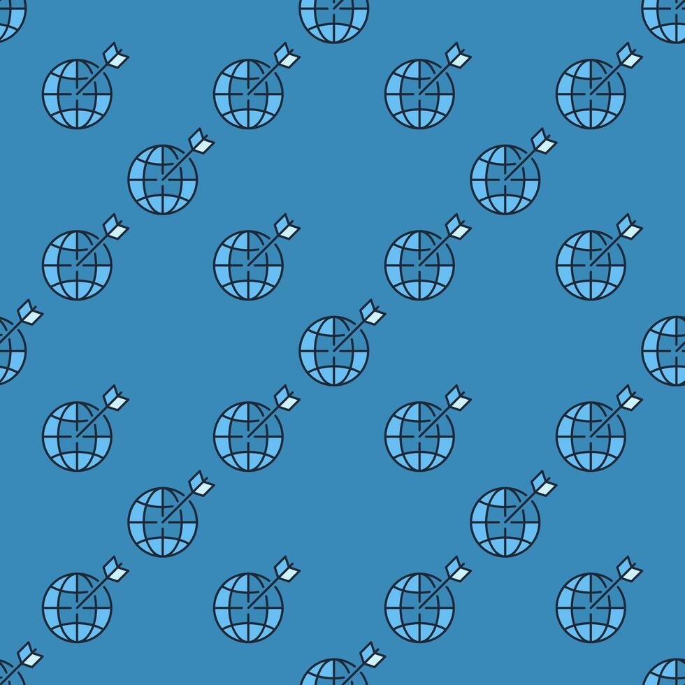 Earth Globe and Arrow blue seamless pattern vector
