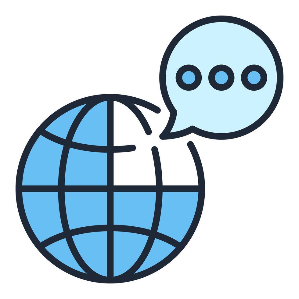 Speech Bubble and Earth Globe blue icon or design element vector