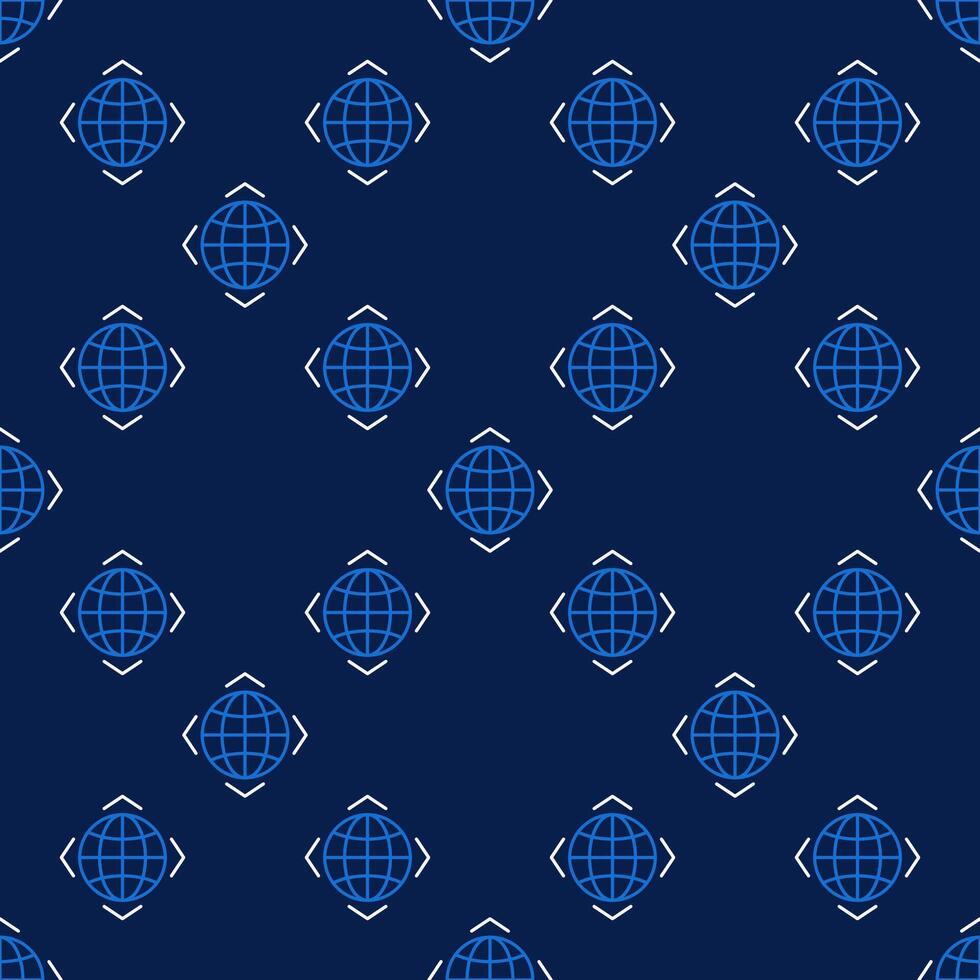 Earth Globe minimal linear seamless pattern vector