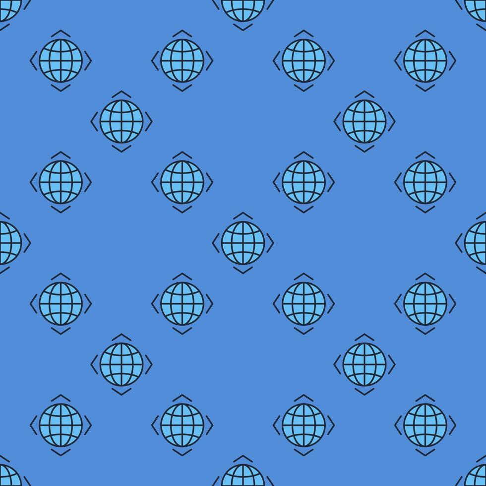 Earth Globe minimal blue seamless pattern vector