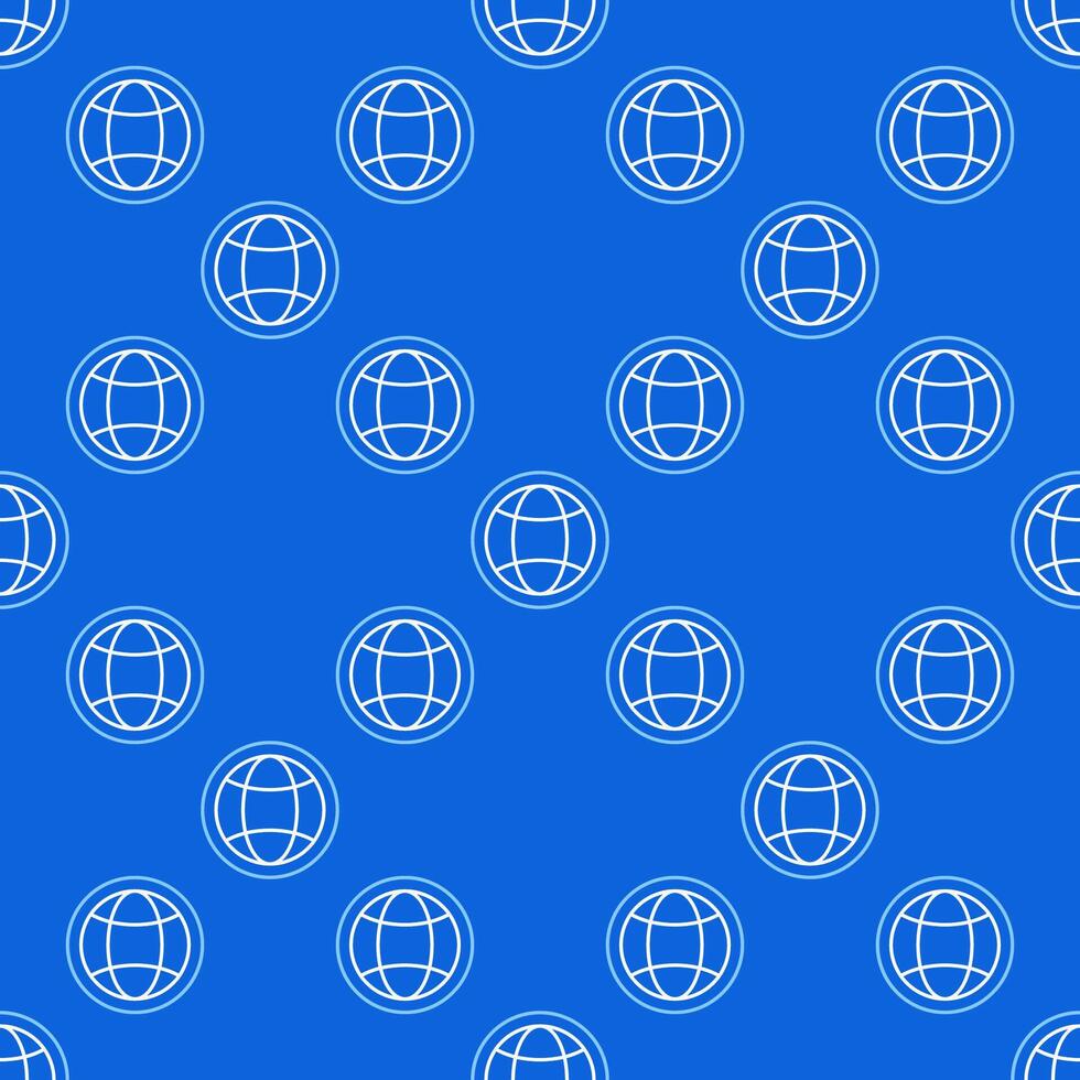 Round Earth Globe Hemisphere thin line seamless pattern vector
