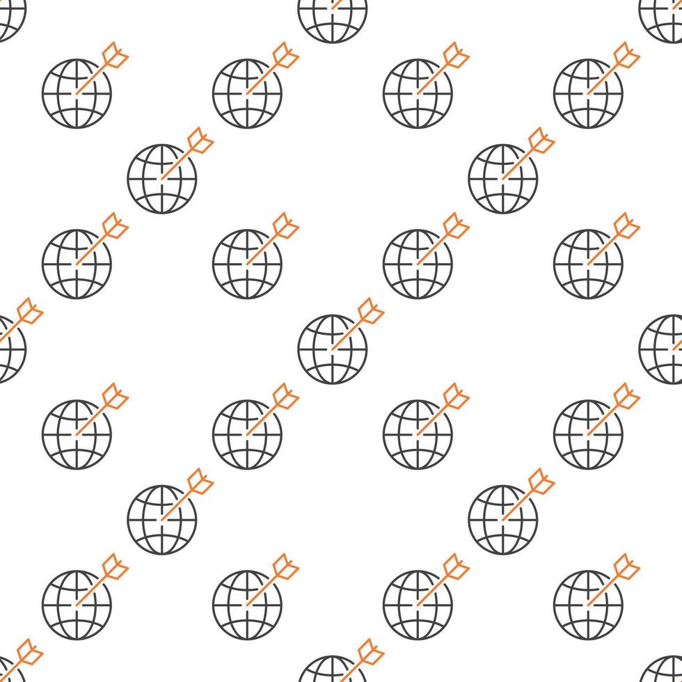 Earth Globe with Arrow linear seamless pattern vector