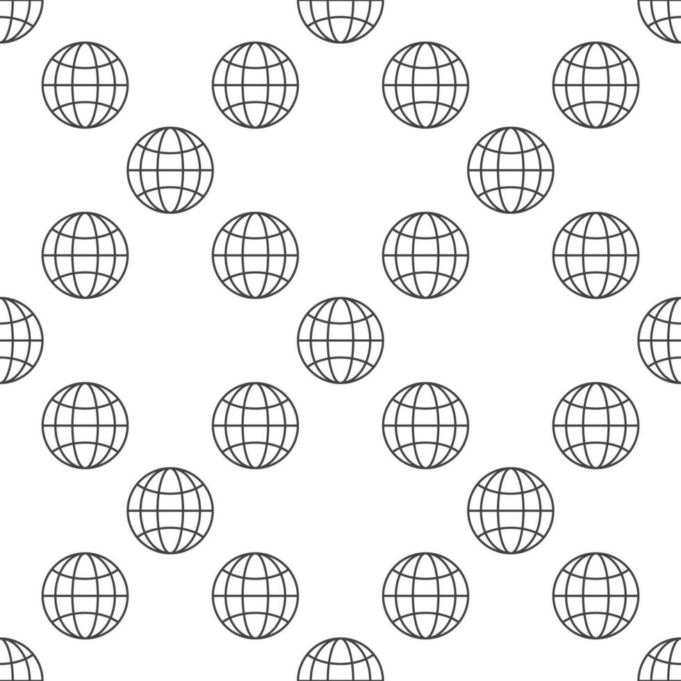 Earth Globe Hemisphere thin line round minimal seamless pattern vector