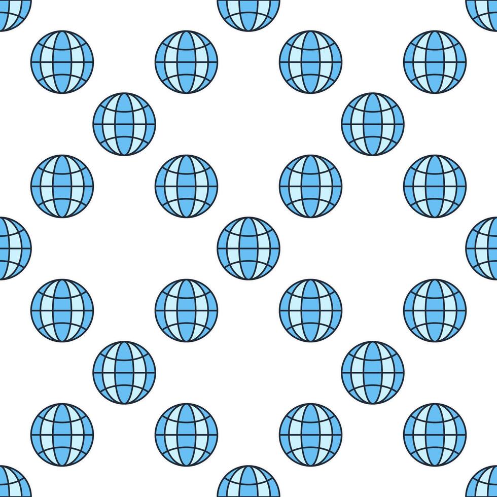 Earth Globe Hemisphere blue round modern seamless pattern vector