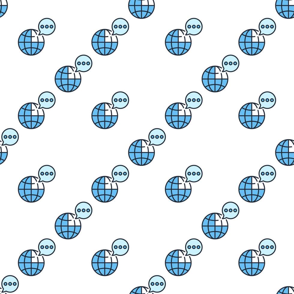 Speech Bubble and Earth Globe blue seamless pattern vector