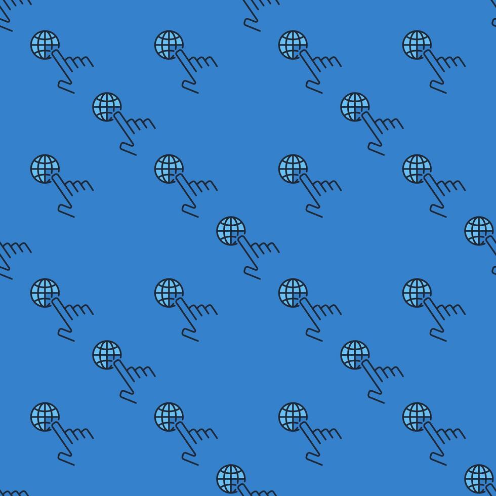 Hand with World Earth Globe blue seamless pattern vector