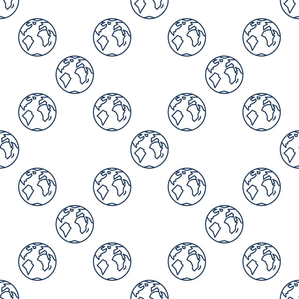 Earth minimal seamless pattern in thin line style vector