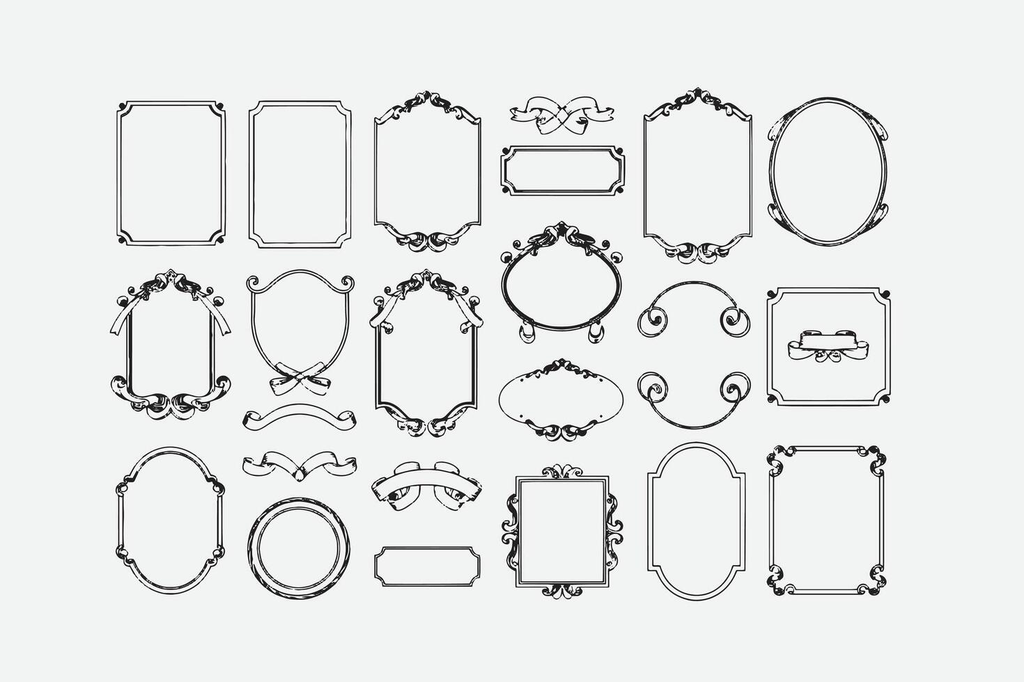 Minimalist hand drawn frames collection design vector