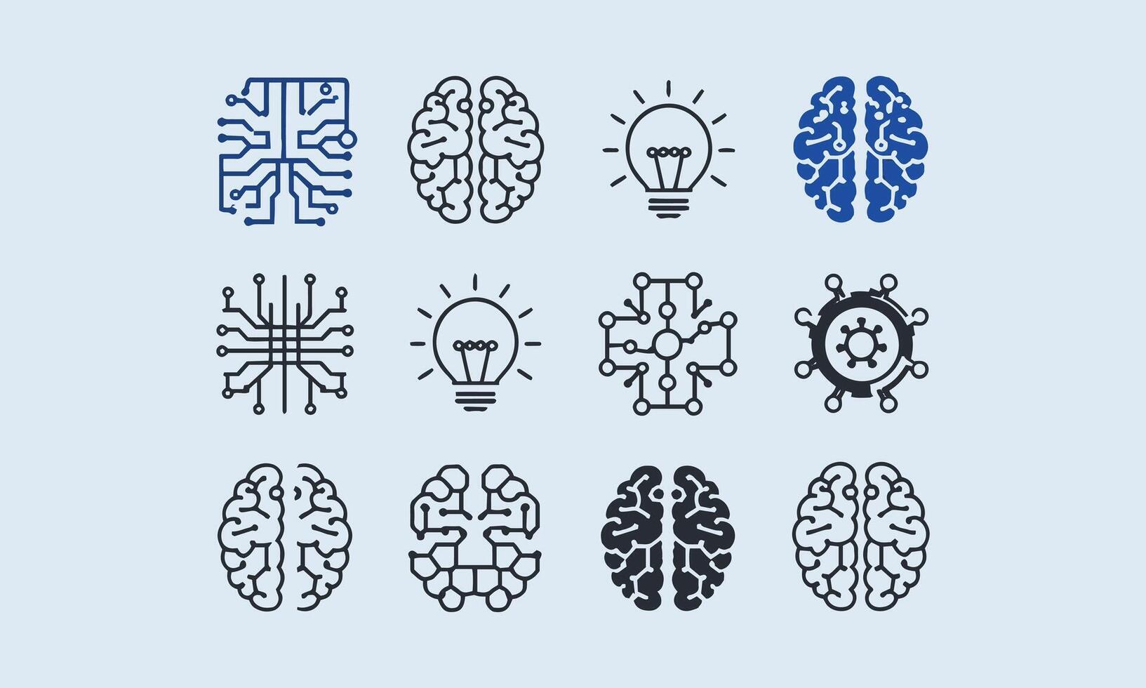 AI-Powered Brain Icons Minimalist and Modern vector