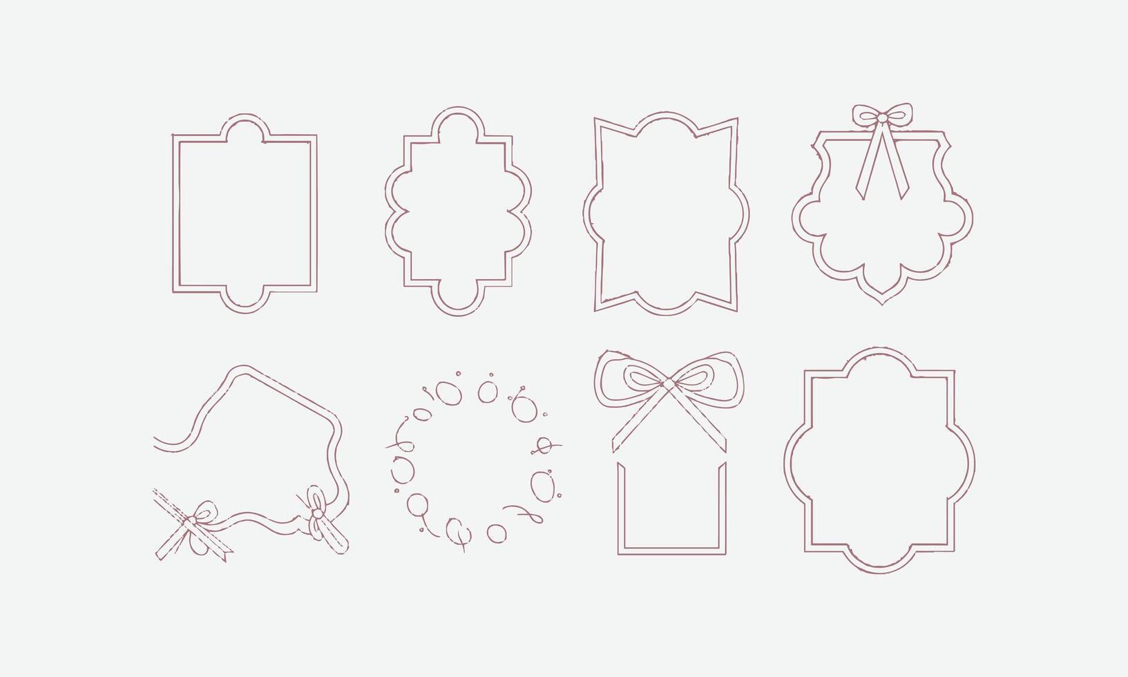 Handcrafted Wavy Line Frames Doodle Style Collection vector