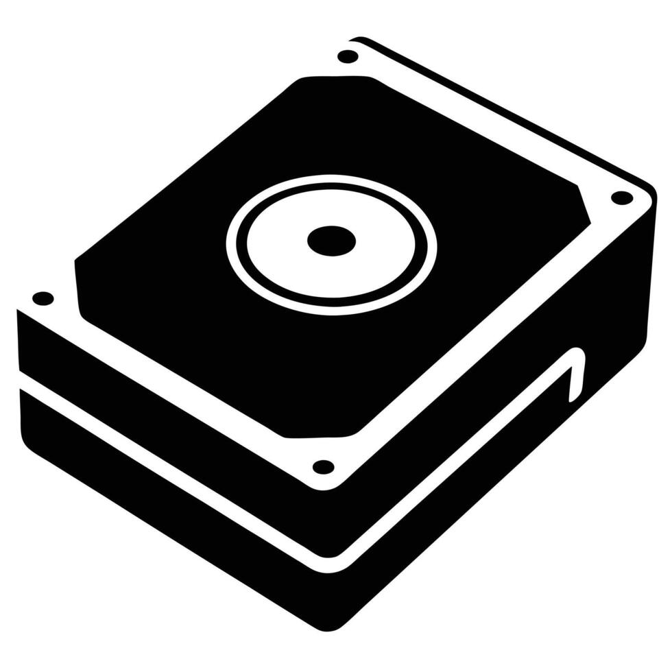 Hard Drive Black Silhouette vector
