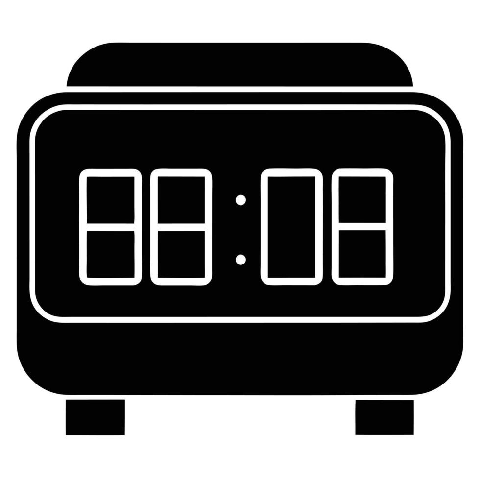Digital Clock Black Silhouette vector