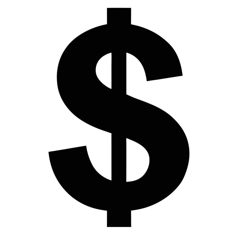 Dollar Sign Black Silhouette vector