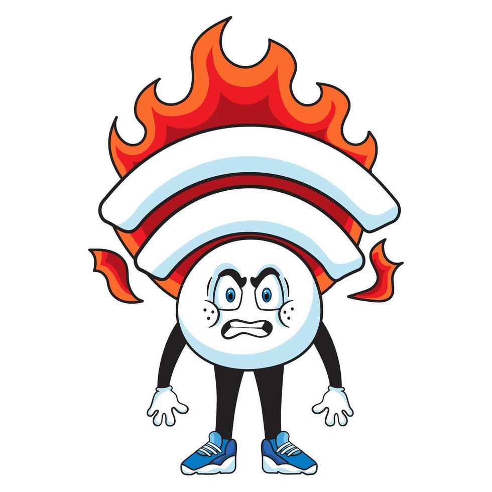 Cute irritated Wi-Fi mascot character with angry expression for technology brand vector