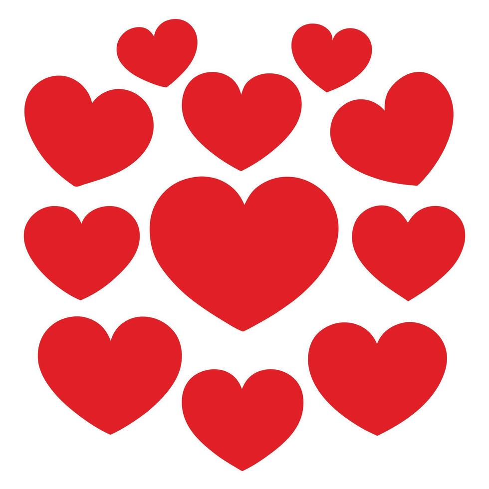Romantic Abstract Love Hearts Symbols in Various Shapes for Valentine's Day. vector