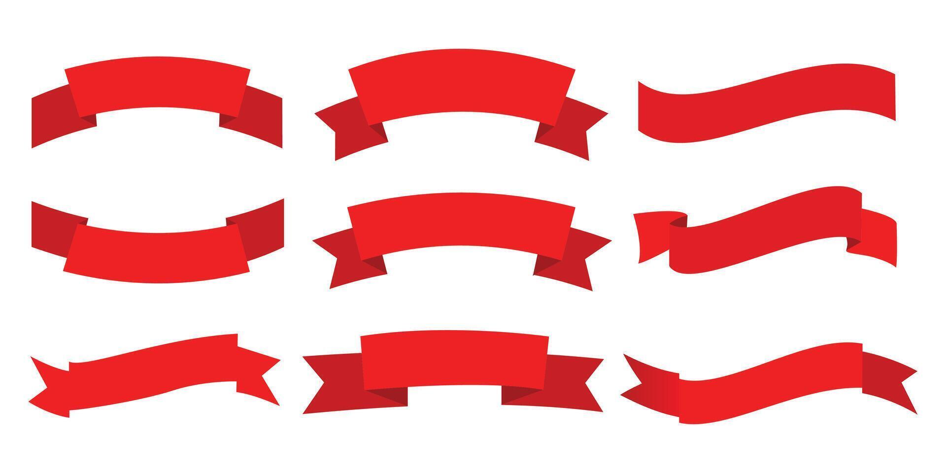 Set of Creative Red Ribbon Illustrations. vector