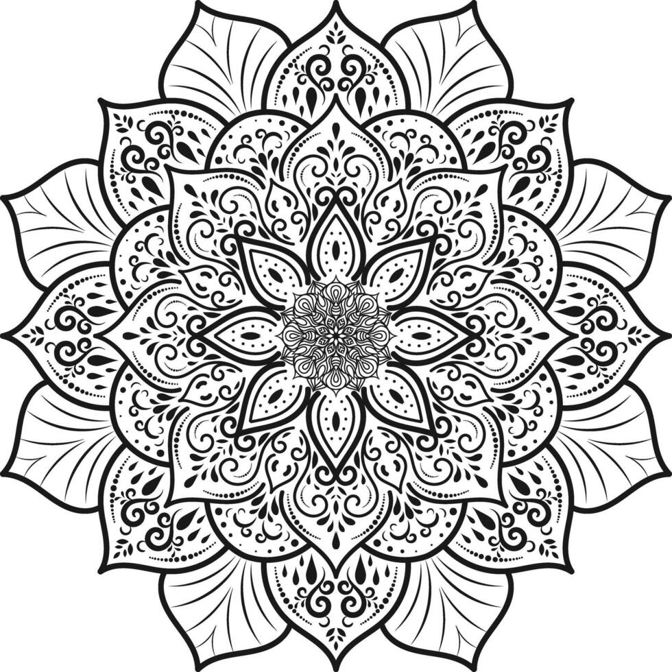 Luxury mandala black color for henna design vector