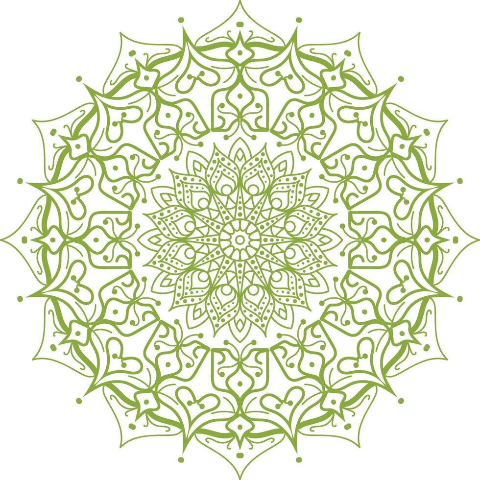 Abstract vibrant spiritual mandala green pattern. vector