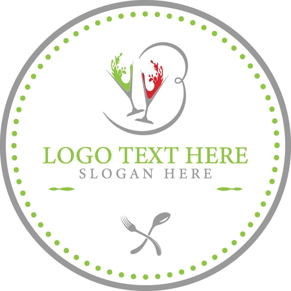 Kitchen logo design with spoon and fork wine glasses illustration vector