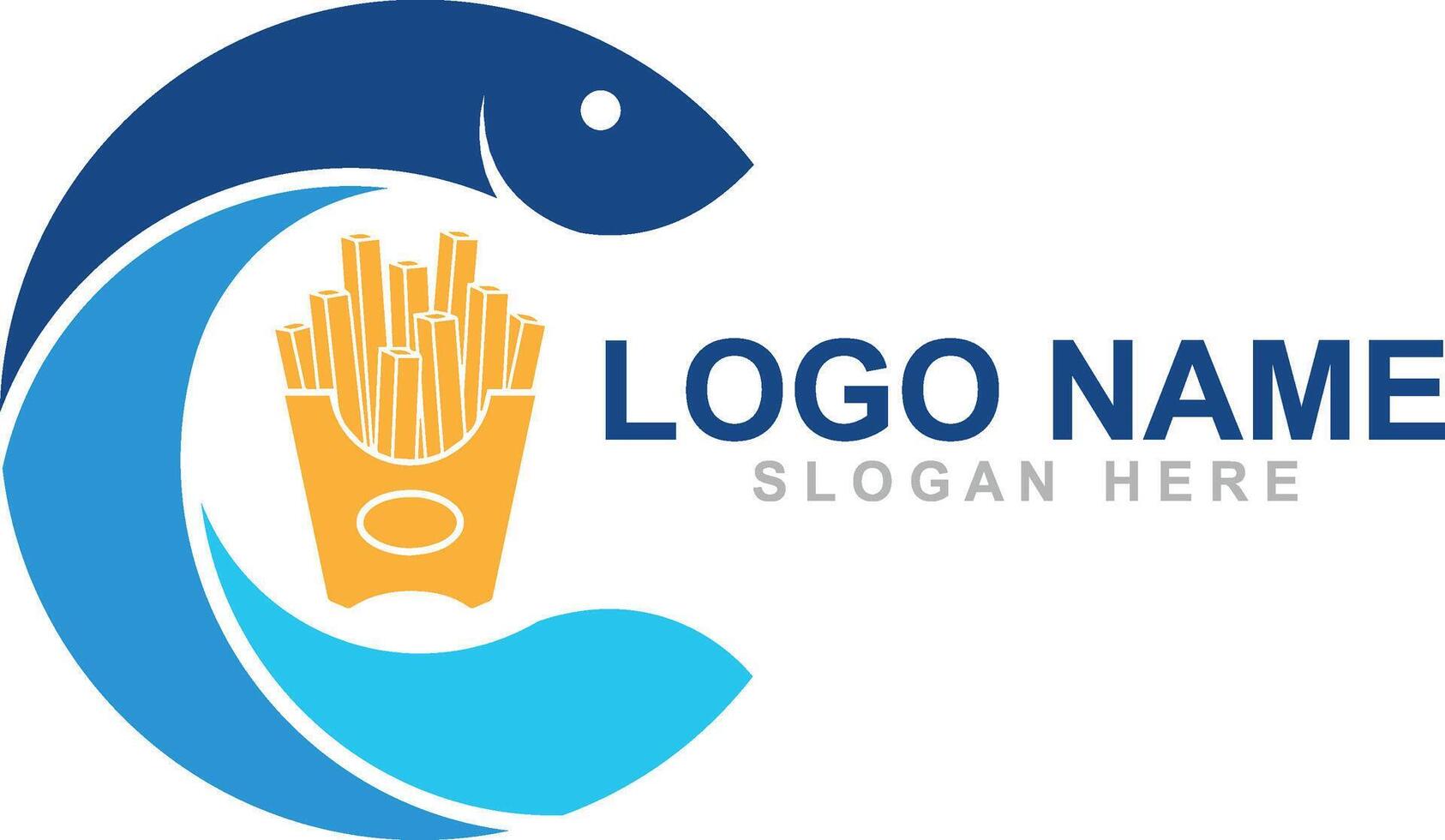 Fish french fries design illustration logo template with hot chips vector