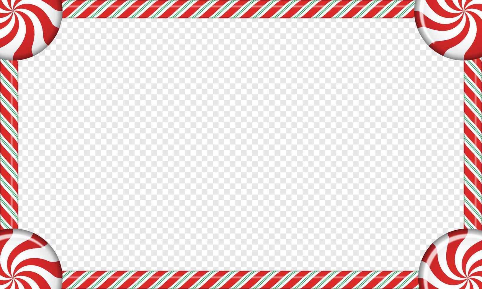 Rectangle candy cane frame with red and white striped lollipop pattern. illustration vector