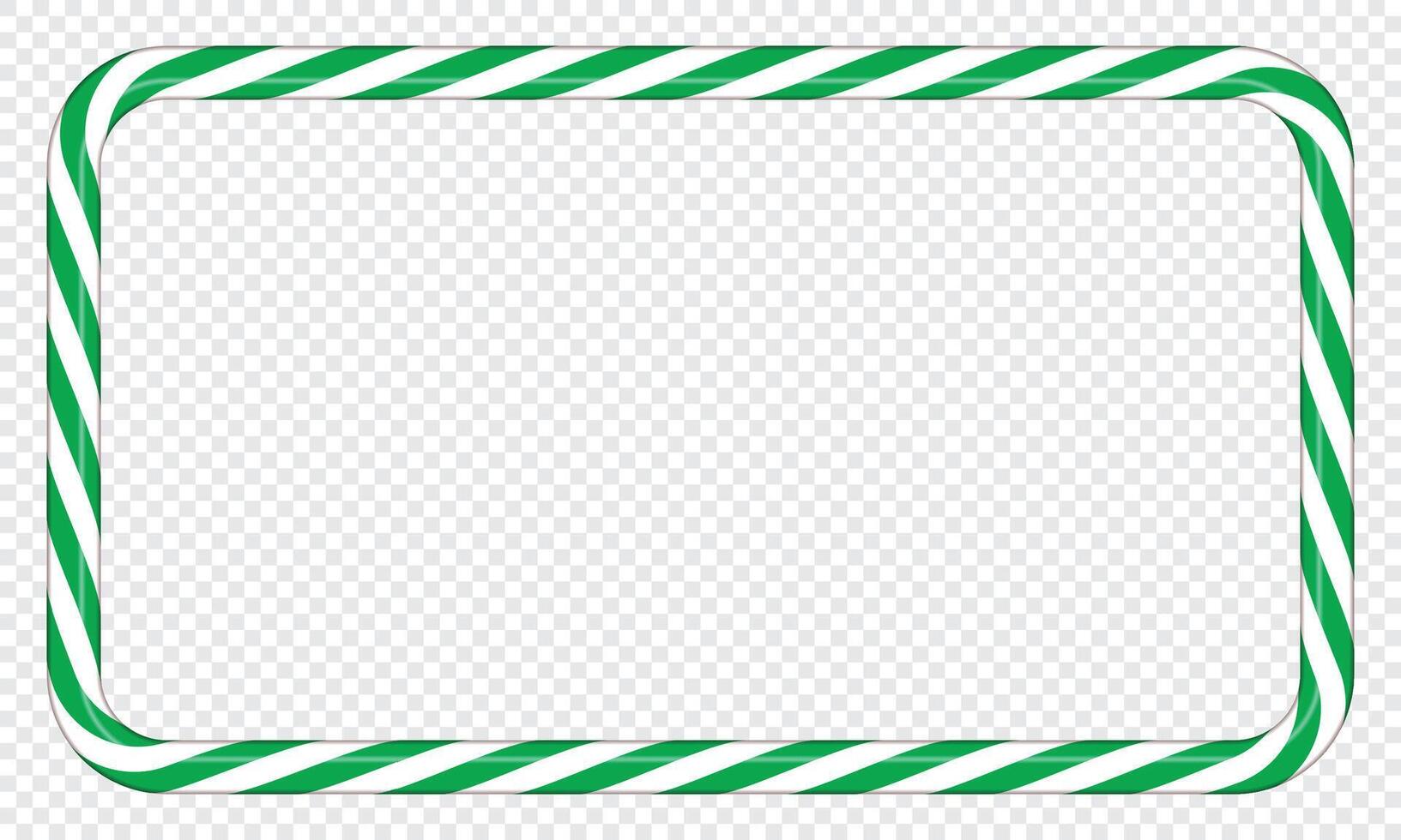 Candy cane frame with green and white striped. Border with striped candy lollipop pattern. Winter ornament decoration. illustration vector