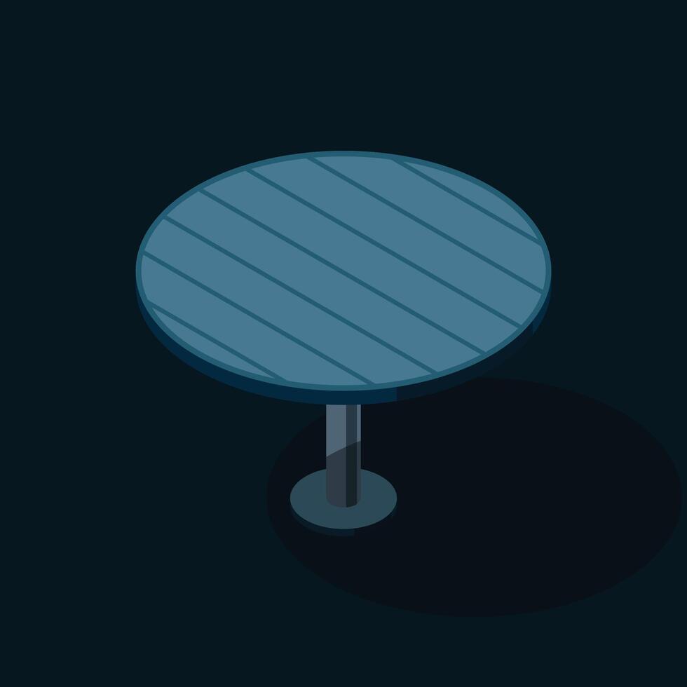 Isometric round table. Wooden round table. Isometric furniture. illustration vector