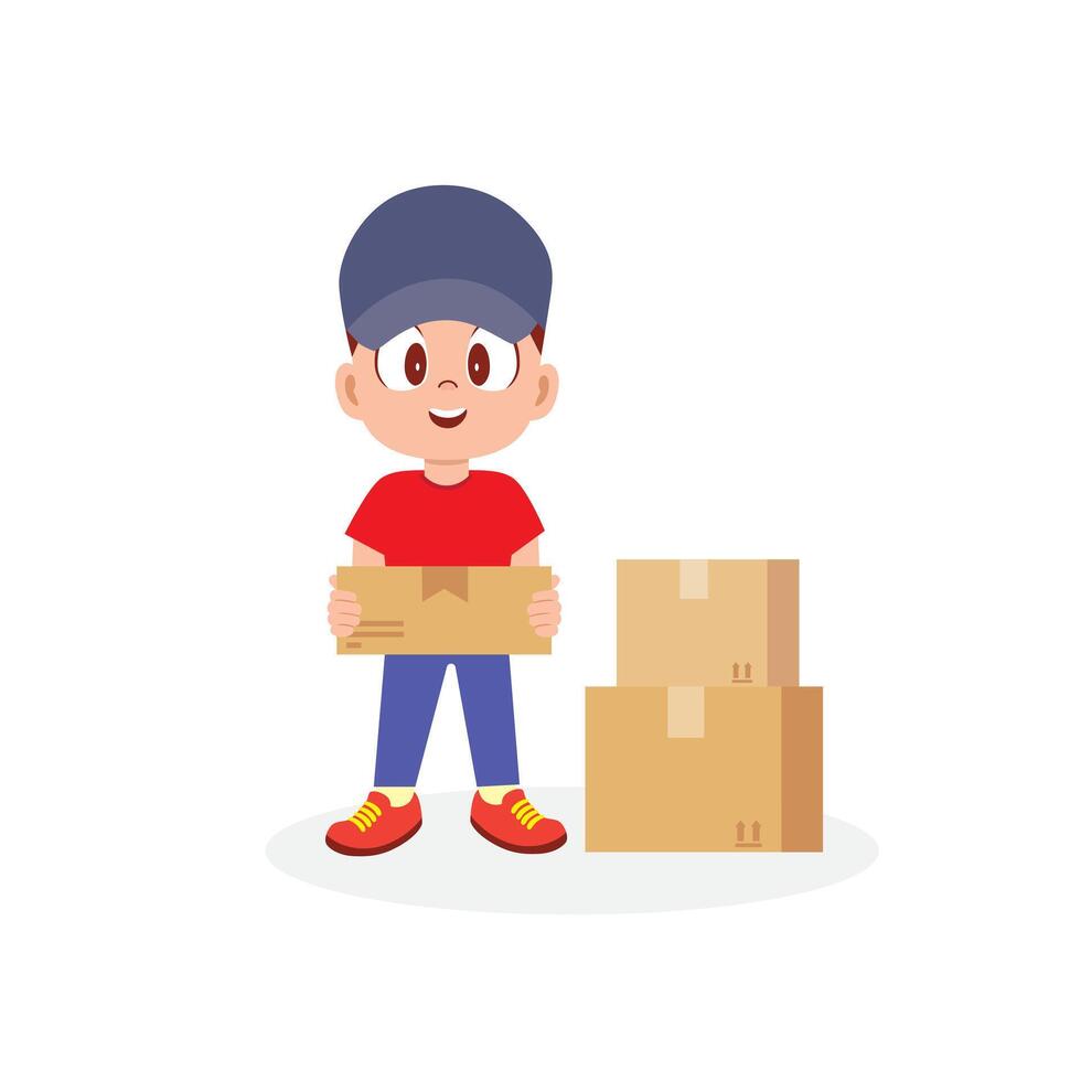 Cartoon Illustration of a Delivery Worker vector