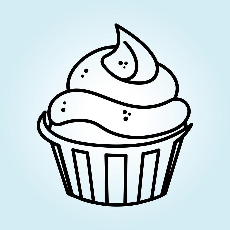 Delightful Cupcake Illustration A Sweet Treat Drawing Bakery Graphic Design vector