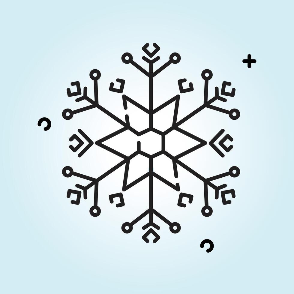 Elegant Line Art Snowflake Design Winter Holiday Festive Graphic vector