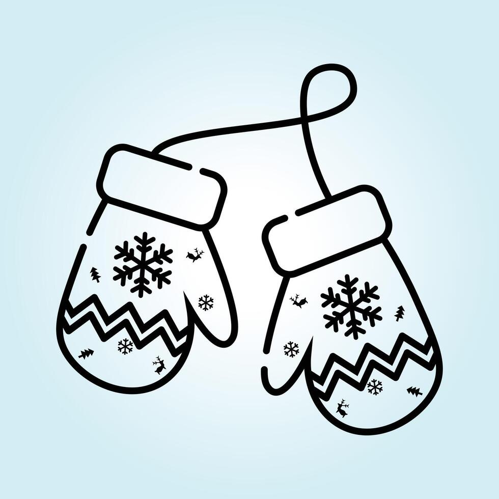 A Pair of Cozy Winter Mittens with Snowflake and Reindeer Design for Festive Season vector
