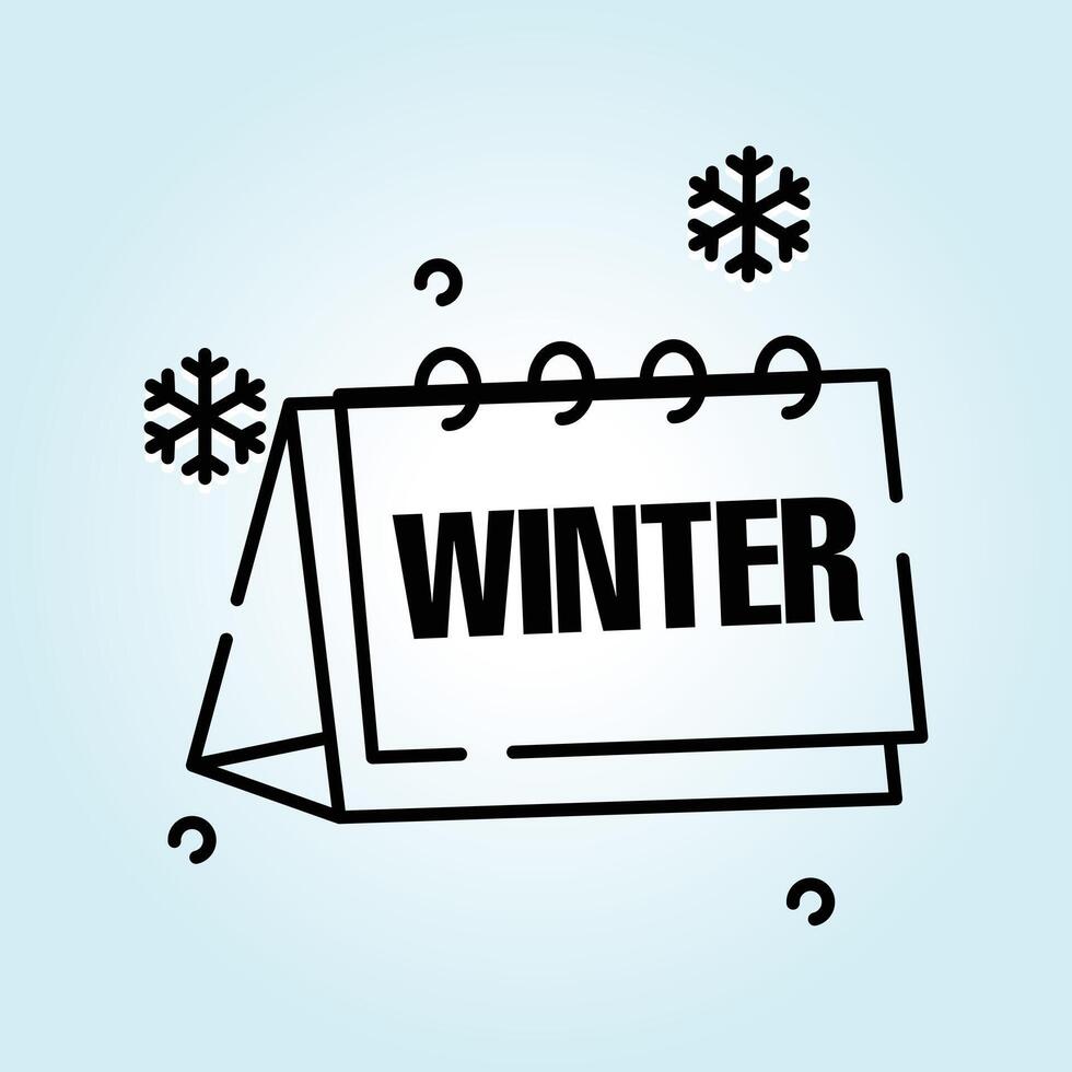 Winter Season Calendar Illustration Design A Festive Desk Calendar Featuring Snowflakes vector
