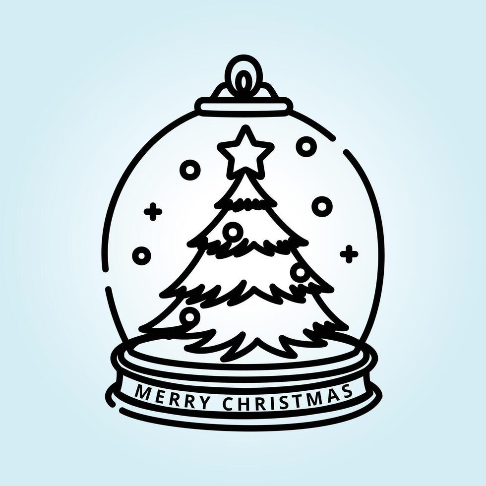 Merry Christmas Snow Globe Illustration Festive Holiday Tree Design vector
