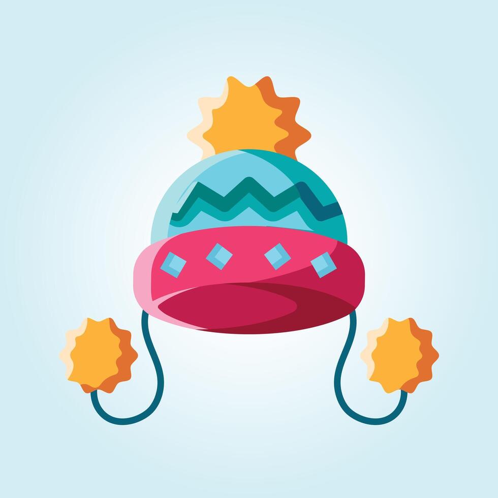 Winter Wonderland A Colorful Knitted Hat with Pom-poms vector
